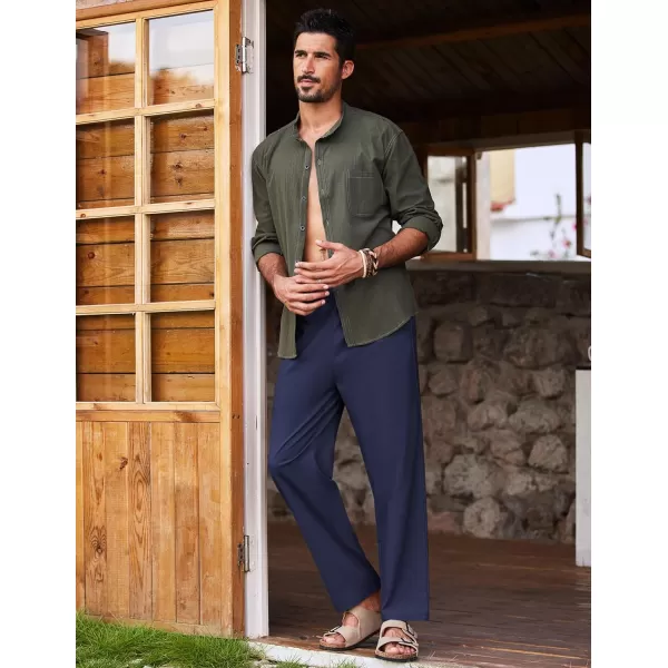 COOFANDY Mens Linen Pants Beach Drawstring Elastic Waist Summer Casual Trousers