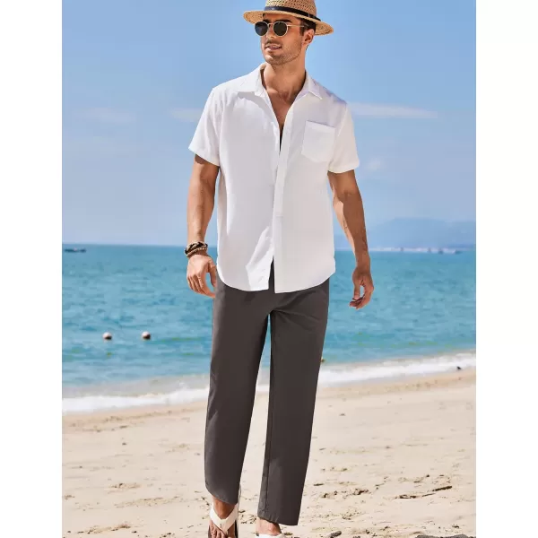 COOFANDY Mens Linen Pants Beach Drawstring Elastic Waist Summer Casual Trousers