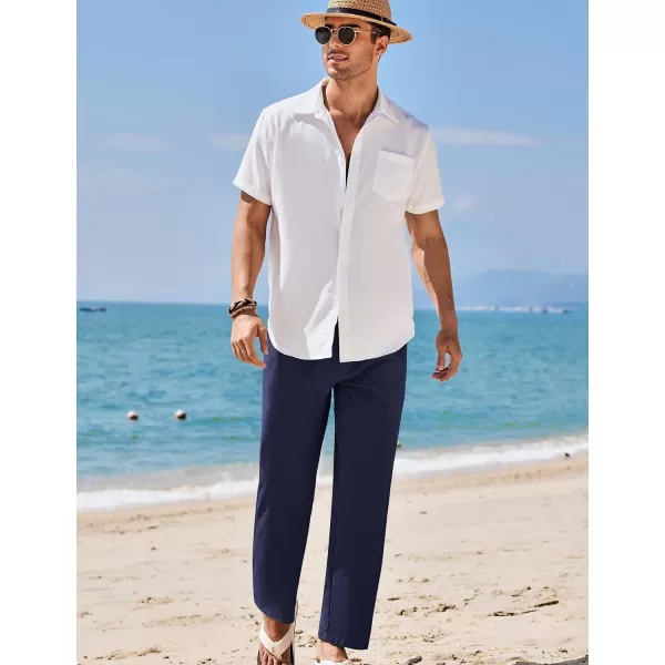 COOFANDY Mens Linen Pants Beach Drawstring Elastic Waist Summer Casual Trousers
