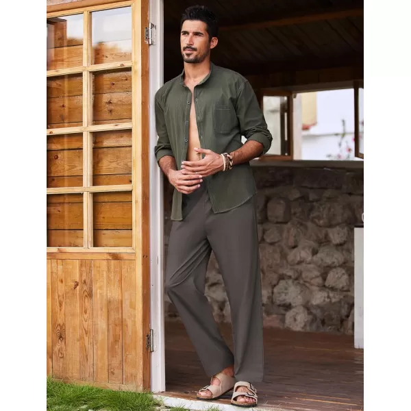 COOFANDY Mens Linen Pants Beach Drawstring Elastic Waist Summer Casual Trousers