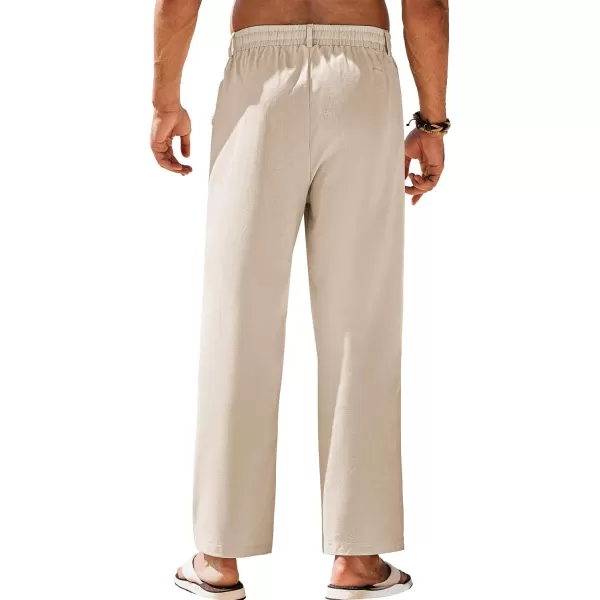 COOFANDY Mens Linen Pants Beach Drawstring Elastic Waist Summer Casual Trousers