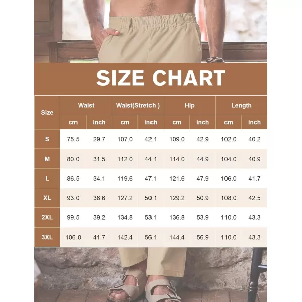COOFANDY Mens Linen Pants Beach Drawstring Elastic Waist Summer Casual Trousers