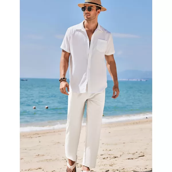 COOFANDY Mens Linen Pants Beach Drawstring Elastic Waist Summer Casual Trousers
