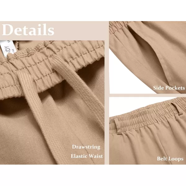 COOFANDY Mens Linen Pants Beach Drawstring Elastic Waist Summer Casual Trousers