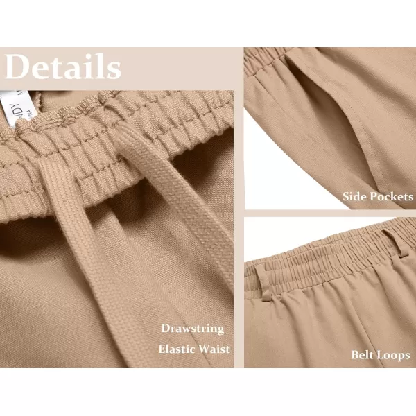 COOFANDY Mens Linen Pants Beach Drawstring Elastic Waist Summer Casual Trousers