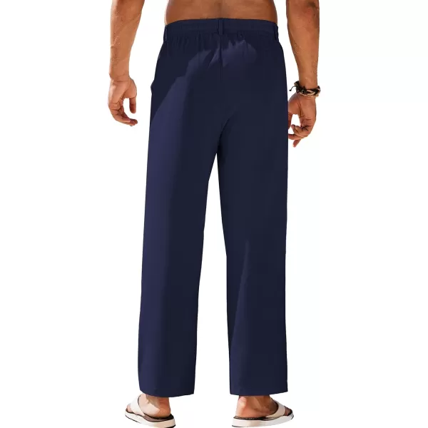 COOFANDY Mens Linen Pants Beach Drawstring Elastic Waist Summer Casual Trousers