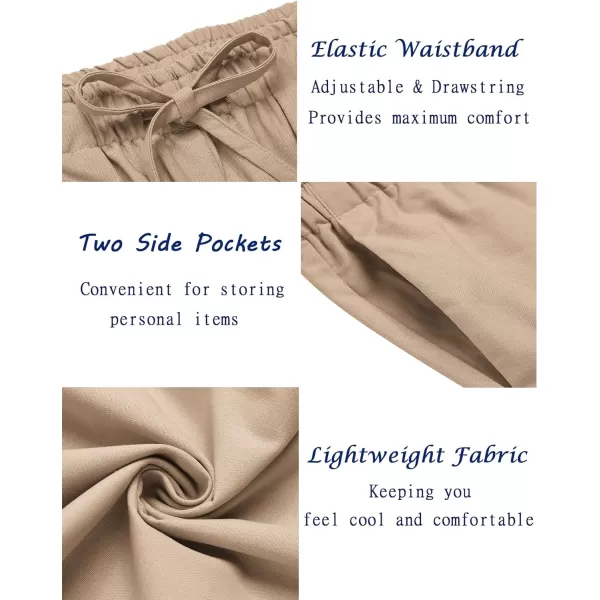 COOFANDY Mens Linen Pants Casual Elastic Waist Pants Loose Fit Beach Yoga Capri Pants