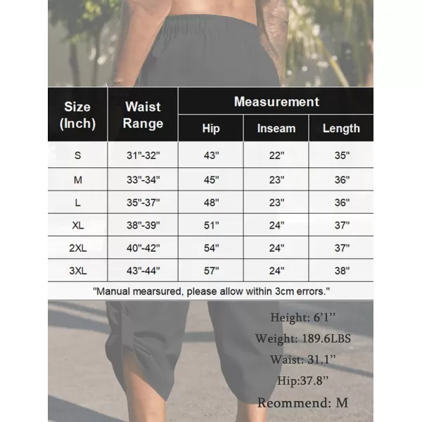COOFANDY Mens Linen Pants Casual Elastic Waist Pants Loose Fit Beach Yoga Capri Pants