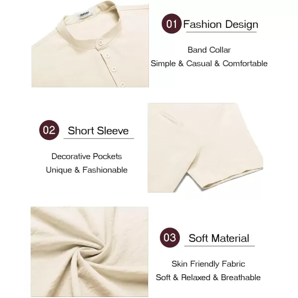 COOFANDY Men's Linen Sets 2 Piece Outfits Short Sleeve Henley Shirts and Shorts Summer Beach Yoga Pants Set