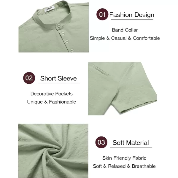 COOFANDY Men's Linen Sets 2 Piece Outfits Short Sleeve Henley Shirts and Shorts Summer Beach Yoga Pants Set