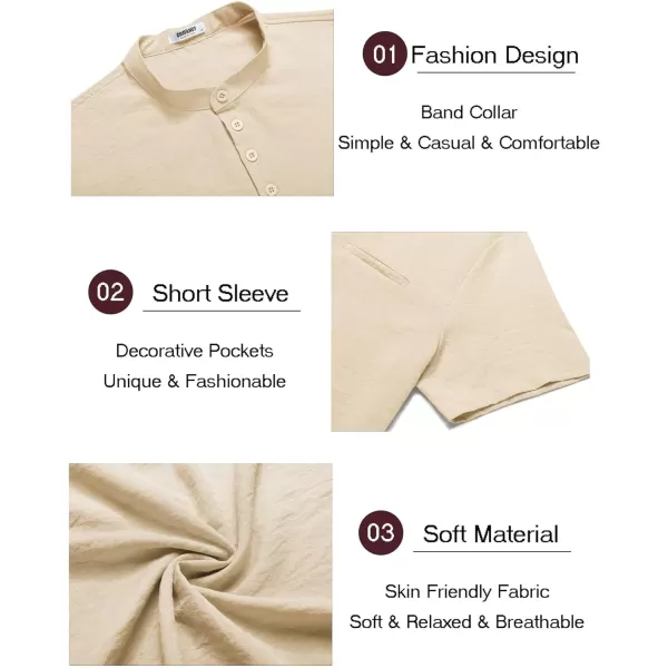 COOFANDY Men's Linen Sets 2 Piece Outfits Short Sleeve Henley Shirts and Shorts Summer Beach Yoga Pants Set
