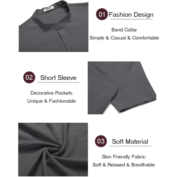 COOFANDY Men's Linen Sets 2 Piece Outfits Short Sleeve Henley Shirts and Shorts Summer Beach Yoga Pants Set