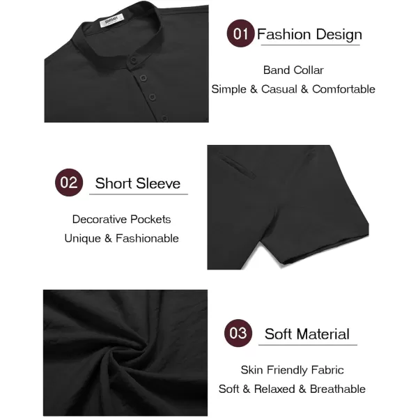 COOFANDY Men's Linen Sets 2 Piece Outfits Short Sleeve Henley Shirts and Shorts Summer Beach Yoga Pants Set