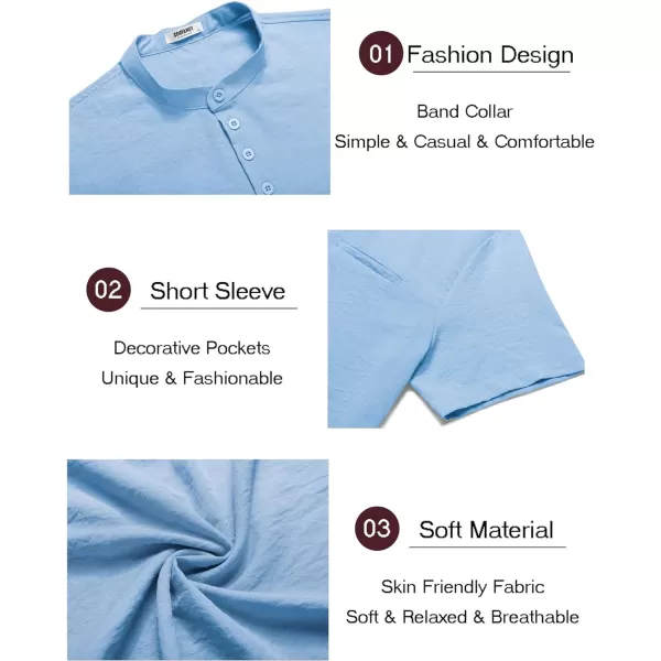 COOFANDY Men's Linen Sets 2 Piece Outfits Short Sleeve Henley Shirts and Shorts Summer Beach Yoga Pants Set