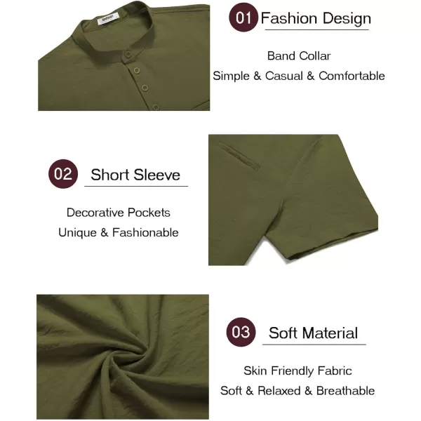 COOFANDY Men's Linen Sets 2 Piece Outfits Short Sleeve Henley Shirts and Shorts Summer Beach Yoga Pants Set