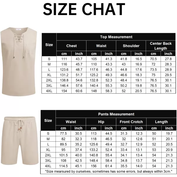 COOFANDY Mens Linen Sets Outfits 2 Piece Beach Drawstring Tank Tops Sleeveless Shirt Matching Shorts Set Hippie Wedding