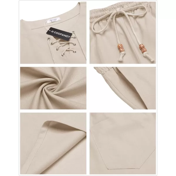 COOFANDY Mens Linen Sets Outfits 2 Piece Beach Drawstring Tank Tops Sleeveless Shirt Matching Shorts Set Hippie Wedding