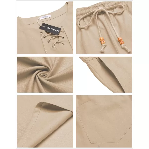 COOFANDY Mens Linen Sets Outfits 2 Piece Beach Drawstring Tank Tops Sleeveless Shirt Matching Shorts Set Hippie Wedding