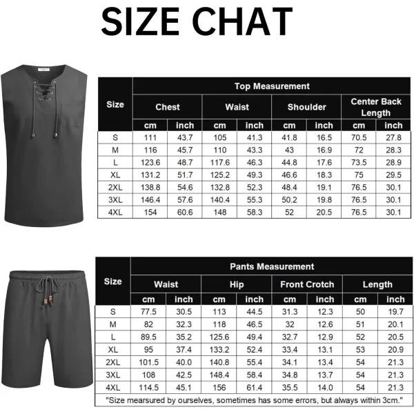 COOFANDY Mens Linen Sets Outfits 2 Piece Beach Drawstring Tank Tops Sleeveless Shirt Matching Shorts Set Hippie Wedding