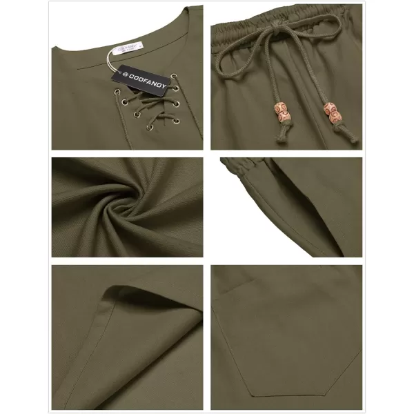 COOFANDY Mens Linen Sets Outfits 2 Piece Beach Drawstring Tank Tops Sleeveless Shirt Matching Shorts Set Hippie Wedding