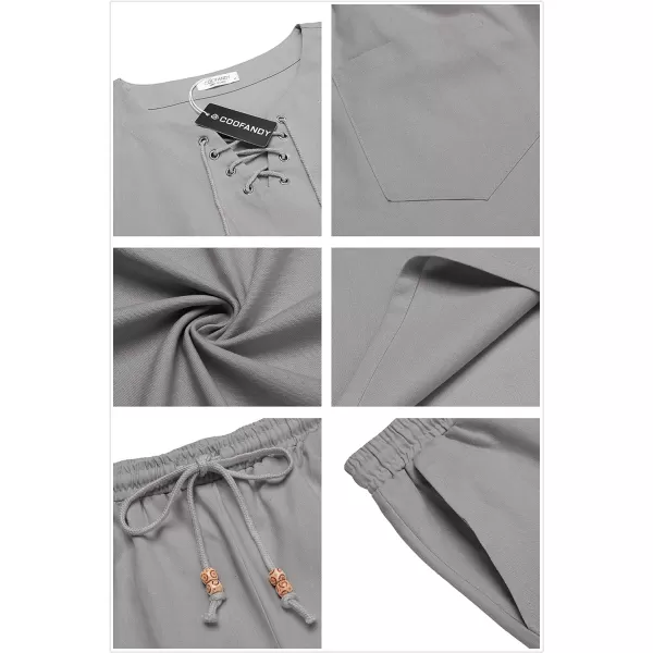 COOFANDY Mens Linen Sets Outfits 2 Piece Beach Drawstring Tank Tops Sleeveless Shirt Matching Shorts Set Hippie Wedding