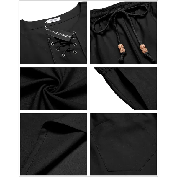 COOFANDY Mens Linen Sets Outfits 2 Piece Beach Drawstring Tank Tops Sleeveless Shirt Matching Shorts Set Hippie Wedding