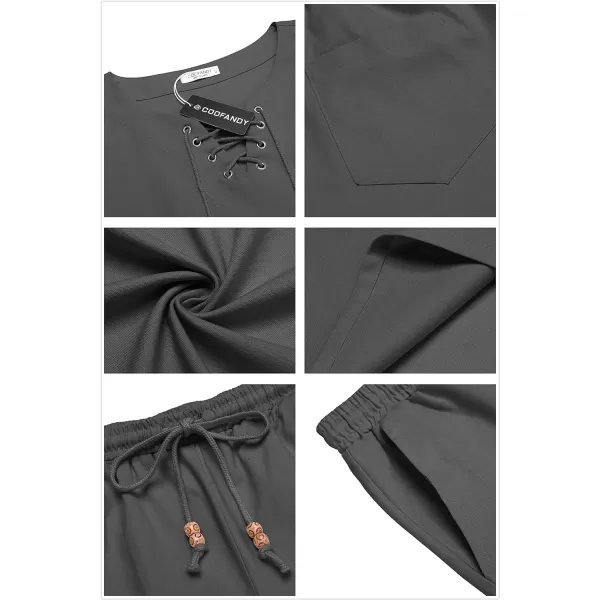 COOFANDY Mens Linen Sets Outfits 2 Piece Beach Drawstring Tank Tops Sleeveless Shirt Matching Shorts Set Hippie Wedding