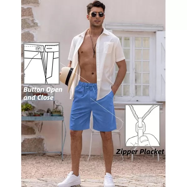 COOFANDY Men’s Linen Short Elastic Waist Drawstring Casual Summer Beach Shorts
