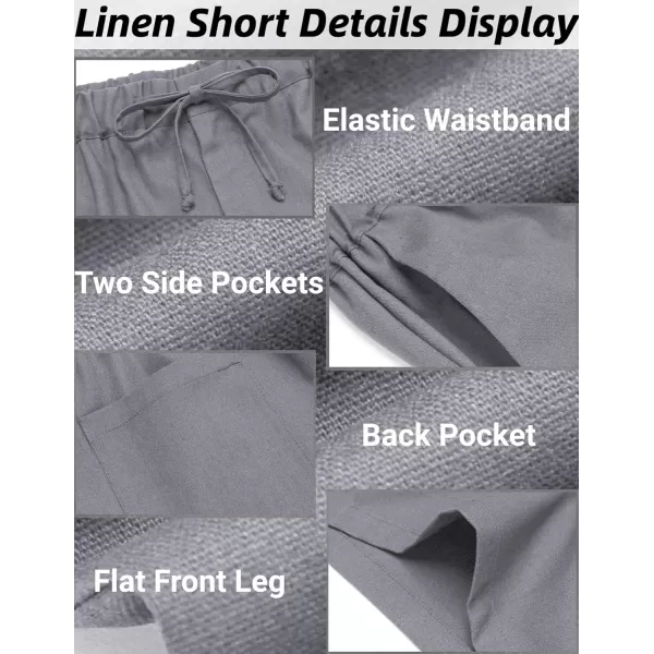 COOFANDY Men’s Linen Short Elastic Waist Drawstring Casual Summer Beach Shorts