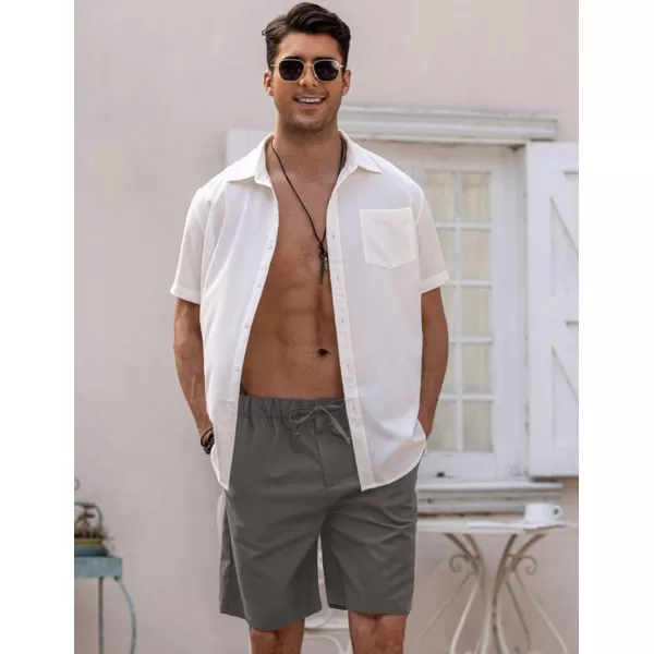 COOFANDY Men’s Linen Short Elastic Waist Drawstring Casual Summer Beach Shorts