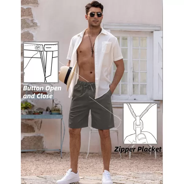COOFANDY Men’s Linen Short Elastic Waist Drawstring Casual Summer Beach Shorts