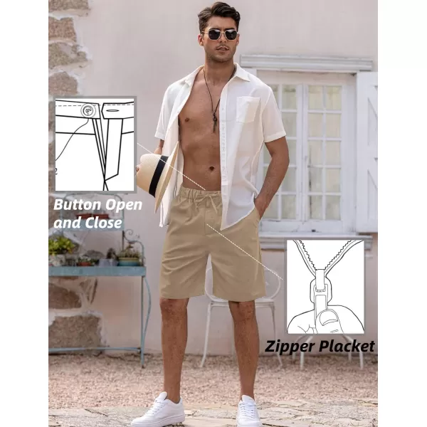 COOFANDY Men’s Linen Short Elastic Waist Drawstring Casual Summer Beach Shorts