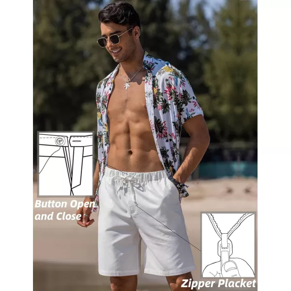 COOFANDY Men’s Linen Short Elastic Waist Drawstring Casual Summer Beach Shorts