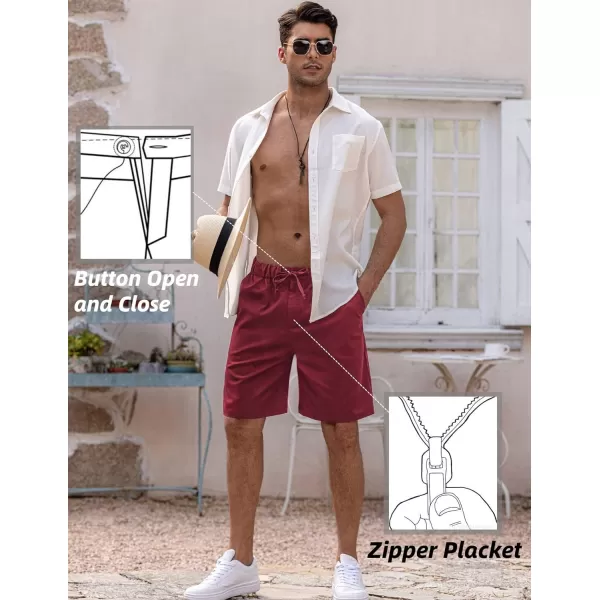 COOFANDY Men’s Linen Short Elastic Waist Drawstring Casual Summer Beach Shorts