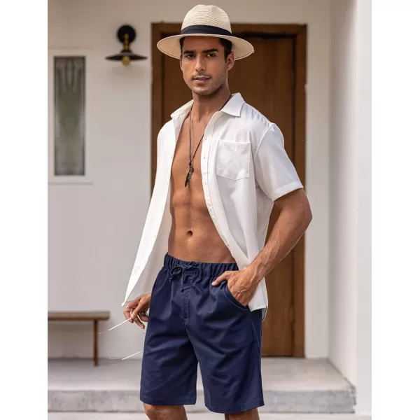 COOFANDY Men’s Linen Short Elastic Waist Drawstring Casual Summer Beach Shorts
