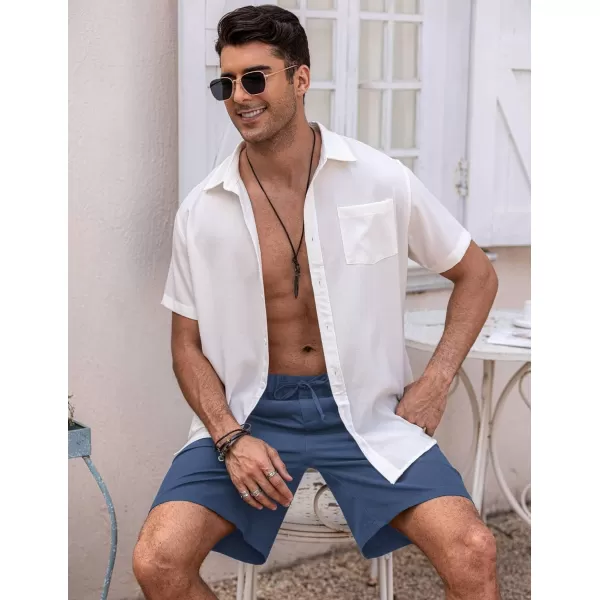 COOFANDY Men’s Linen Short Elastic Waist Drawstring Casual Summer Beach Shorts