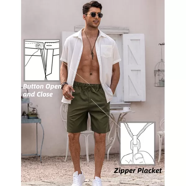 COOFANDY Men’s Linen Short Elastic Waist Drawstring Casual Summer Beach Shorts