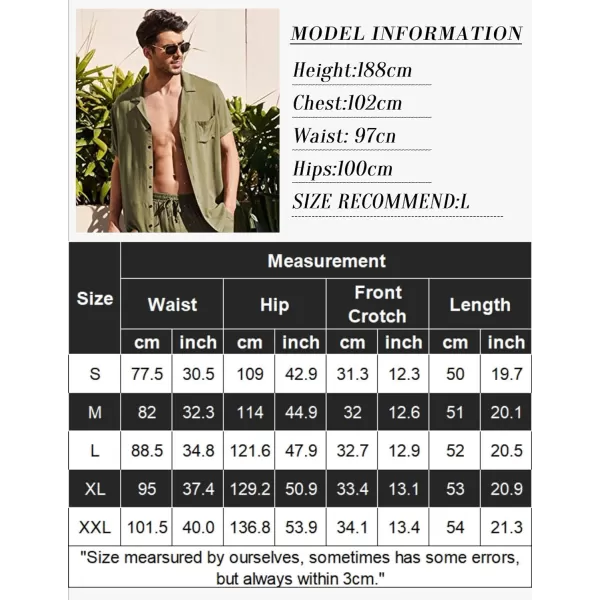 COOFANDY Men’s Linen Short Elastic Waist Drawstring Casual Summer Beach Shorts