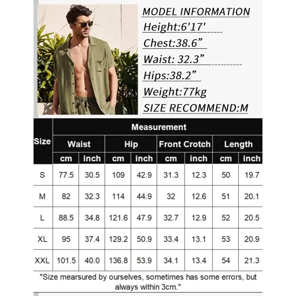 COOFANDY Men’s Linen Short Elastic Waist Drawstring Casual Summer Beach Shorts