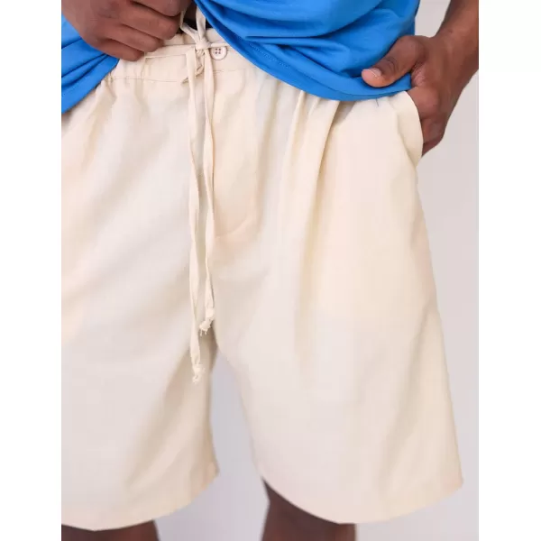 COOFANDY Men’s Linen Short Elastic Waist Drawstring Casual Summer Beach Shorts