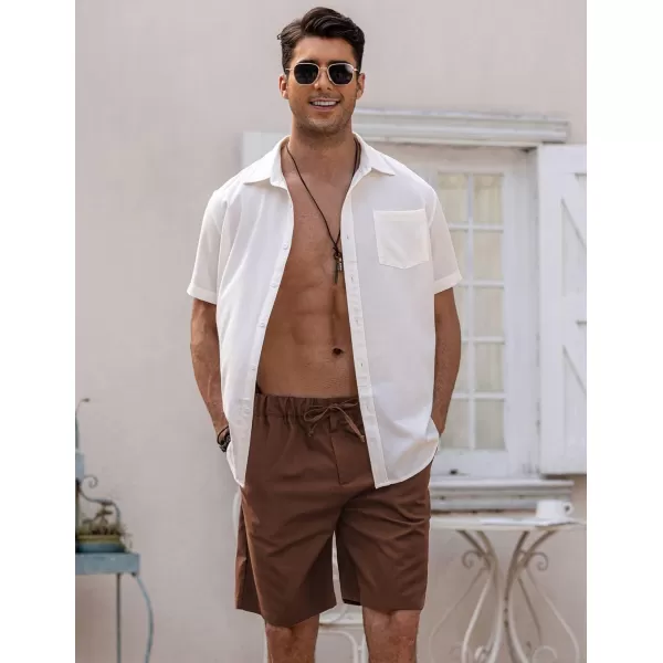 COOFANDY Men’s Linen Short Elastic Waist Drawstring Casual Summer Beach Shorts