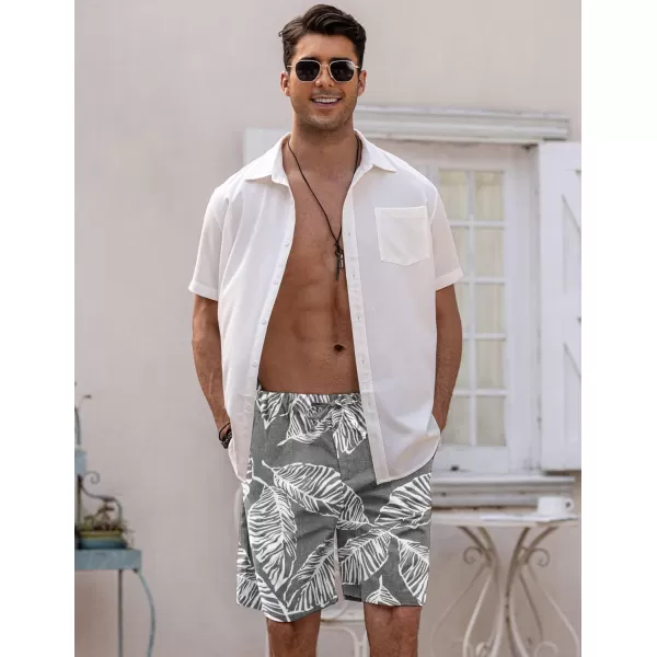 COOFANDY Men’s Linen Short Elastic Waist Drawstring Casual Summer Beach Shorts