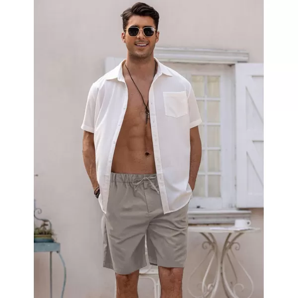 COOFANDY Men’s Linen Short Elastic Waist Drawstring Casual Summer Beach Shorts