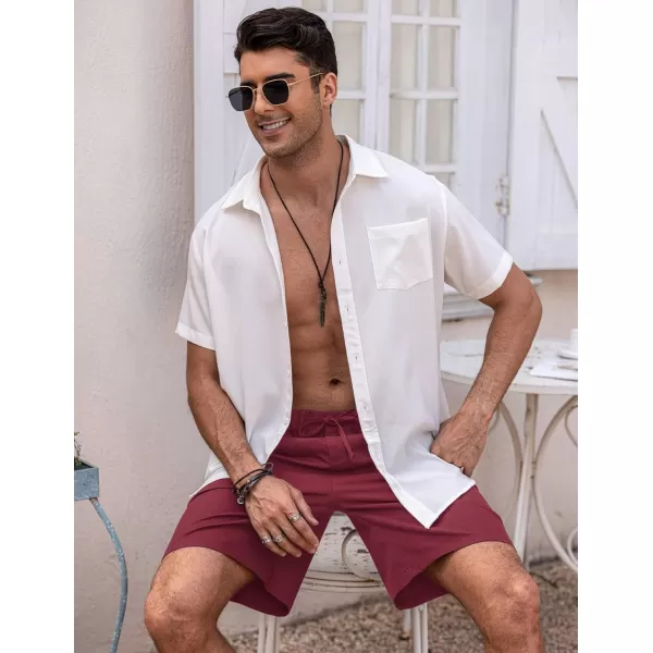 COOFANDY Men’s Linen Short Elastic Waist Drawstring Casual Summer Beach Shorts