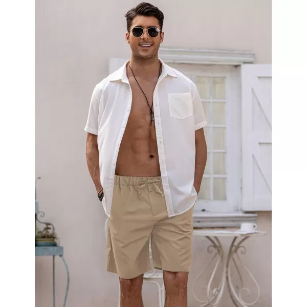 COOFANDY Men’s Linen Short Elastic Waist Drawstring Casual Summer Beach Shorts