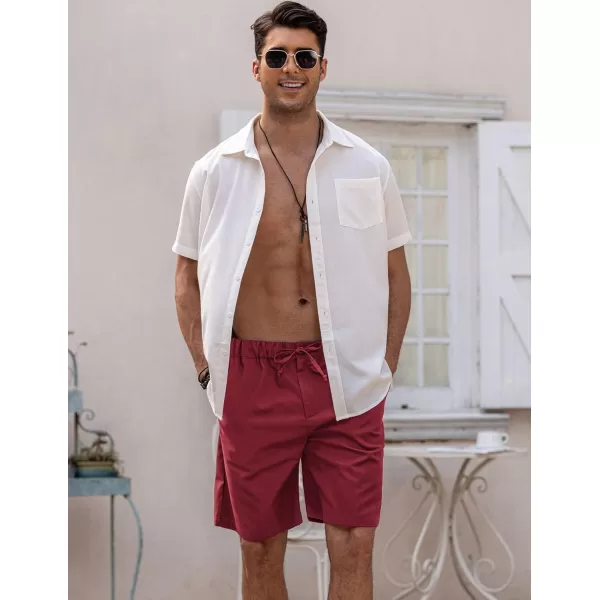 COOFANDY Men’s Linen Short Elastic Waist Drawstring Casual Summer Beach Shorts