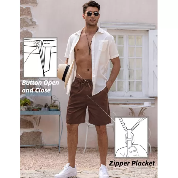 COOFANDY Men’s Linen Short Elastic Waist Drawstring Casual Summer Beach Shorts