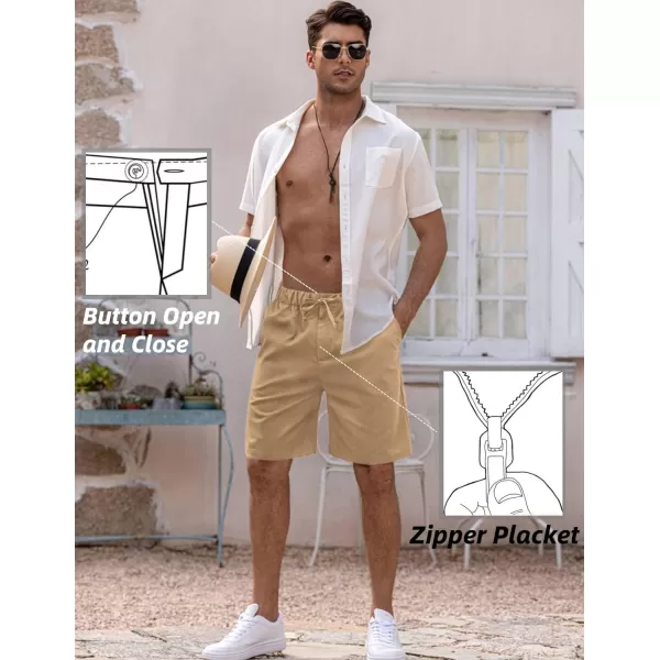 COOFANDY Men’s Linen Short Elastic Waist Drawstring Casual Summer Beach Shorts