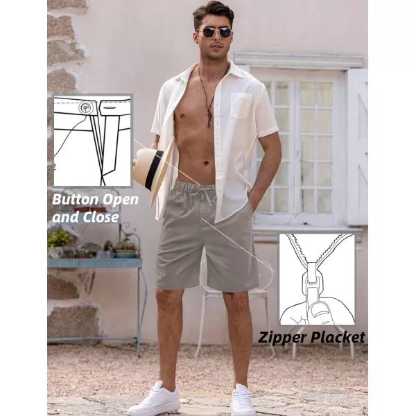 COOFANDY Men’s Linen Short Elastic Waist Drawstring Casual Summer Beach Shorts