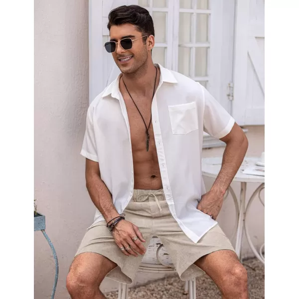 COOFANDY Men’s Linen Short Elastic Waist Drawstring Casual Summer Beach Shorts